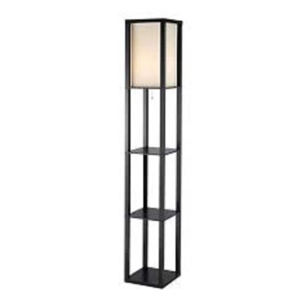 Estallar Tall Black Wood Floor Lamp with Two Shelves ES2627506 - main